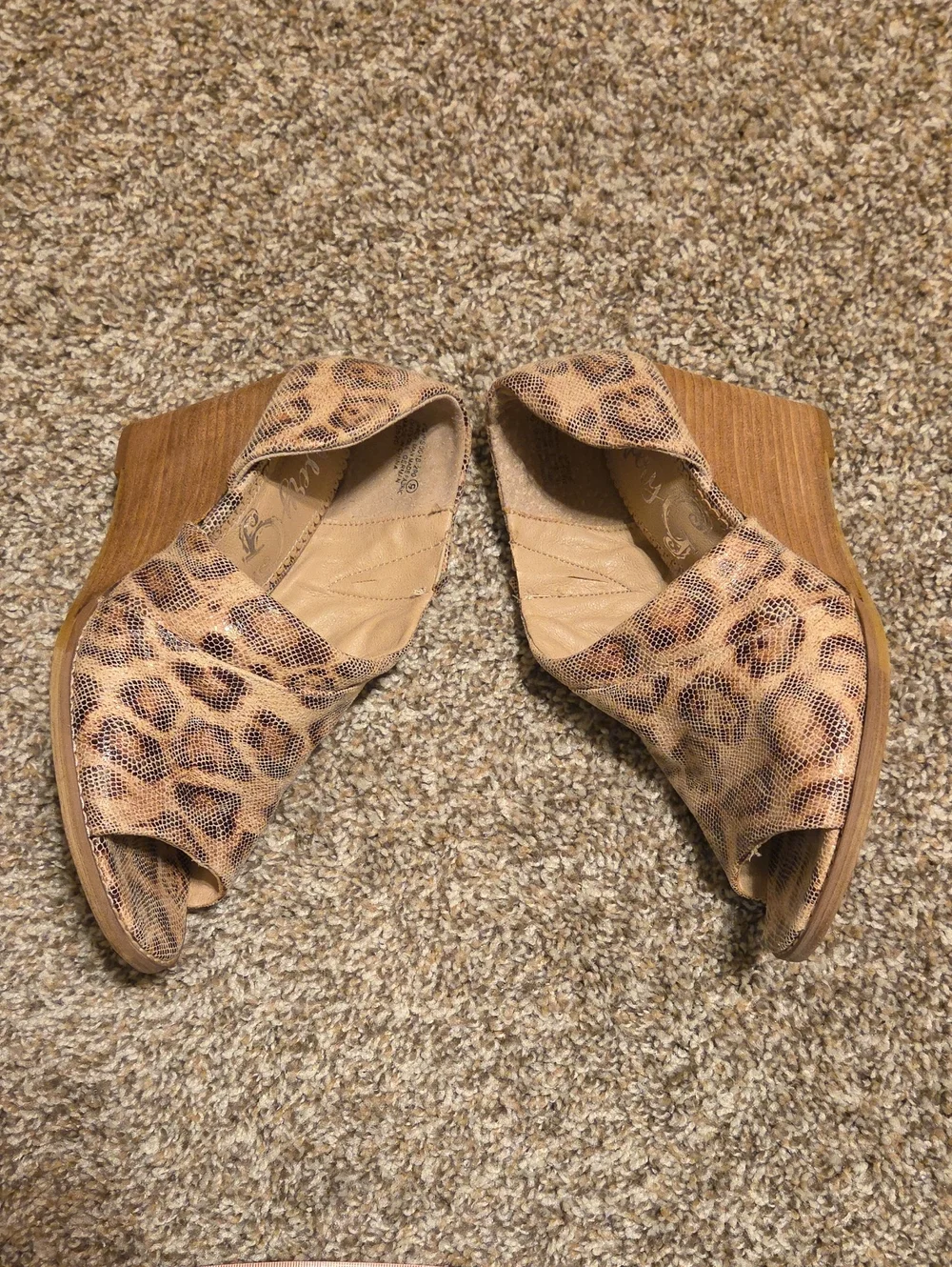 VERY G Leopard Print Peep-Toe Wedge